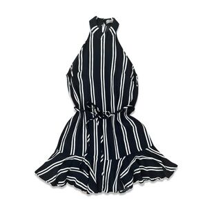 🏷️*Price Drop* Index Navy & White Striped Sleeveless Mock Neck Dress Size Large
